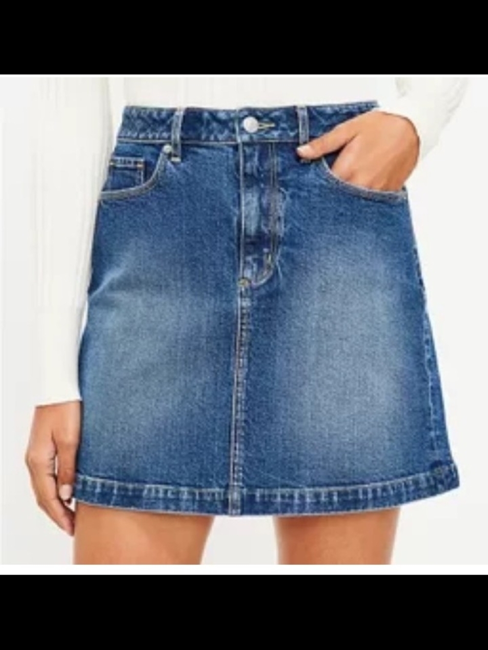 LOFT Blue Denim A-Line Mini Skirt